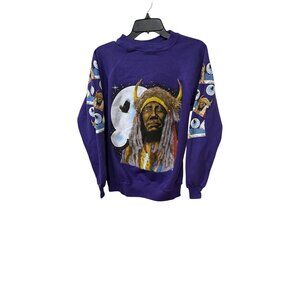 Vintage Hanes Her Way Native American-Themed Purple Sweatshirt With Graphic Prin